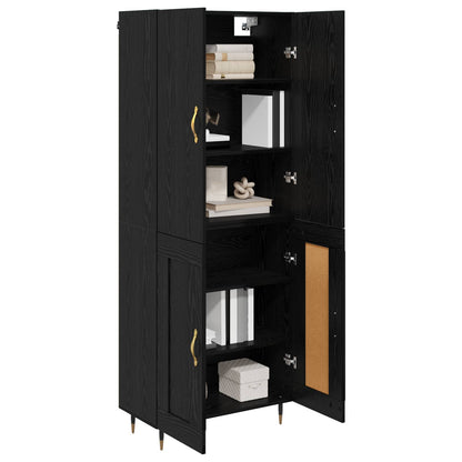 vidaXL Highboard Black Oak 69.5 x 34 x 180 cm Engineered Wood