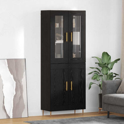 vidaXL Highboard 2 pcs Black Oak Engineered Wood