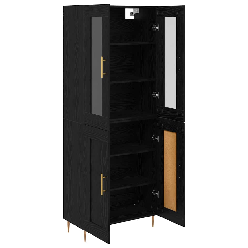 vidaXL Highboard 2 pcs Black Oak Engineered Wood