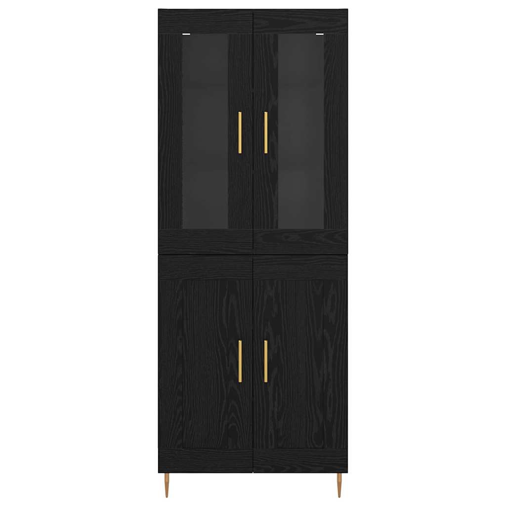 vidaXL Highboard 2 pcs Black Oak Engineered Wood