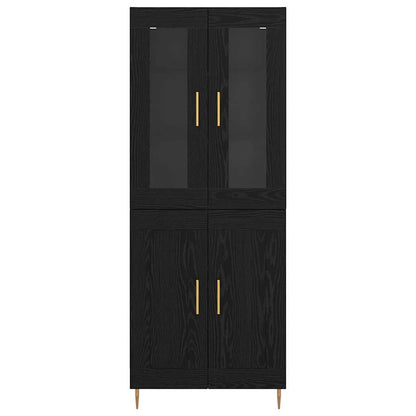 vidaXL Highboard 2 pcs Black Oak Engineered Wood