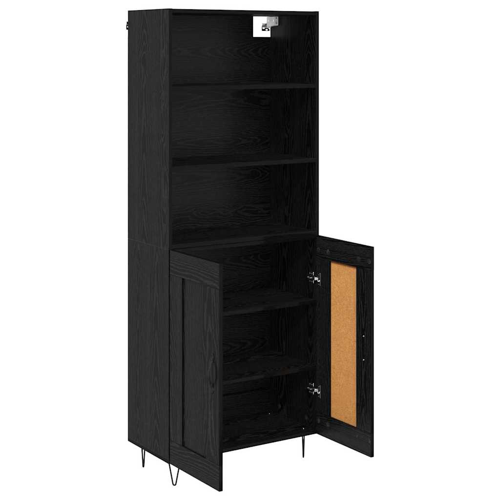 vidaXL Highboard with Drawer 2 pcs Black Oak Engineered Wood