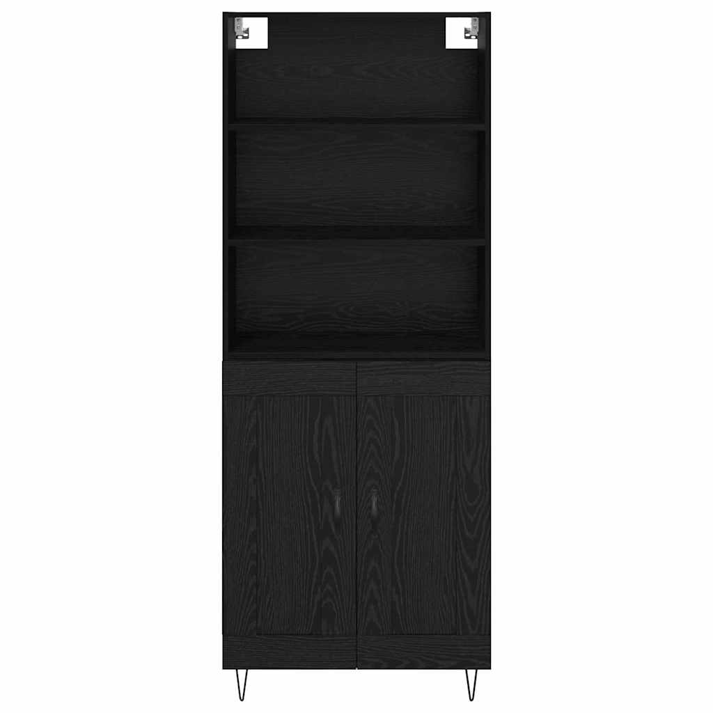 vidaXL Highboard with Drawer 2 pcs Black Oak Engineered Wood