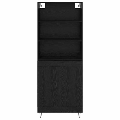vidaXL Highboard with Drawer 2 pcs Black Oak Engineered Wood