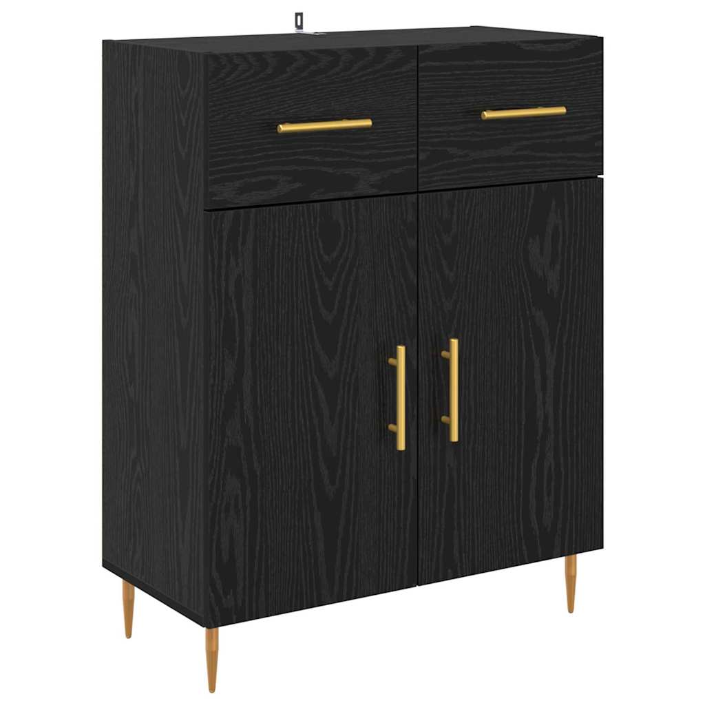 vidaXL Highboard with Drawer 2 pcs Black Oak Engineered Wood