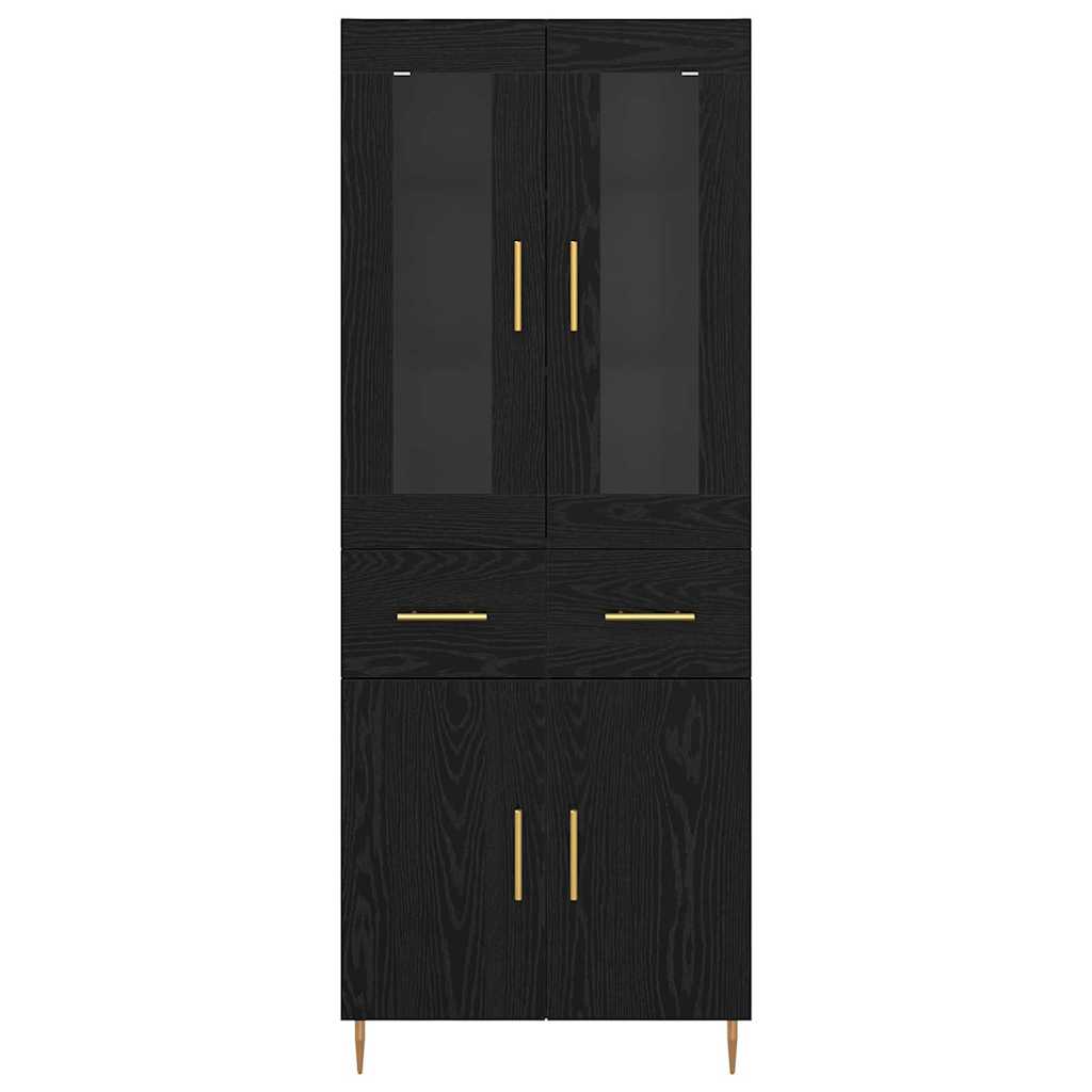 vidaXL Highboard with Drawer 2 pcs Black Oak Engineered Wood