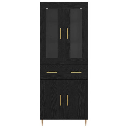 vidaXL Highboard with Drawer 2 pcs Black Oak Engineered Wood