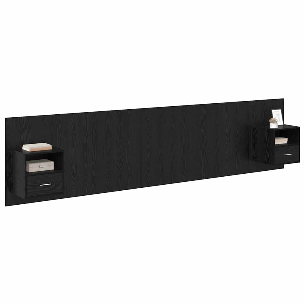 vidaXL Headboard with Cabinet 3 pcs Black Oak Engineered Wood