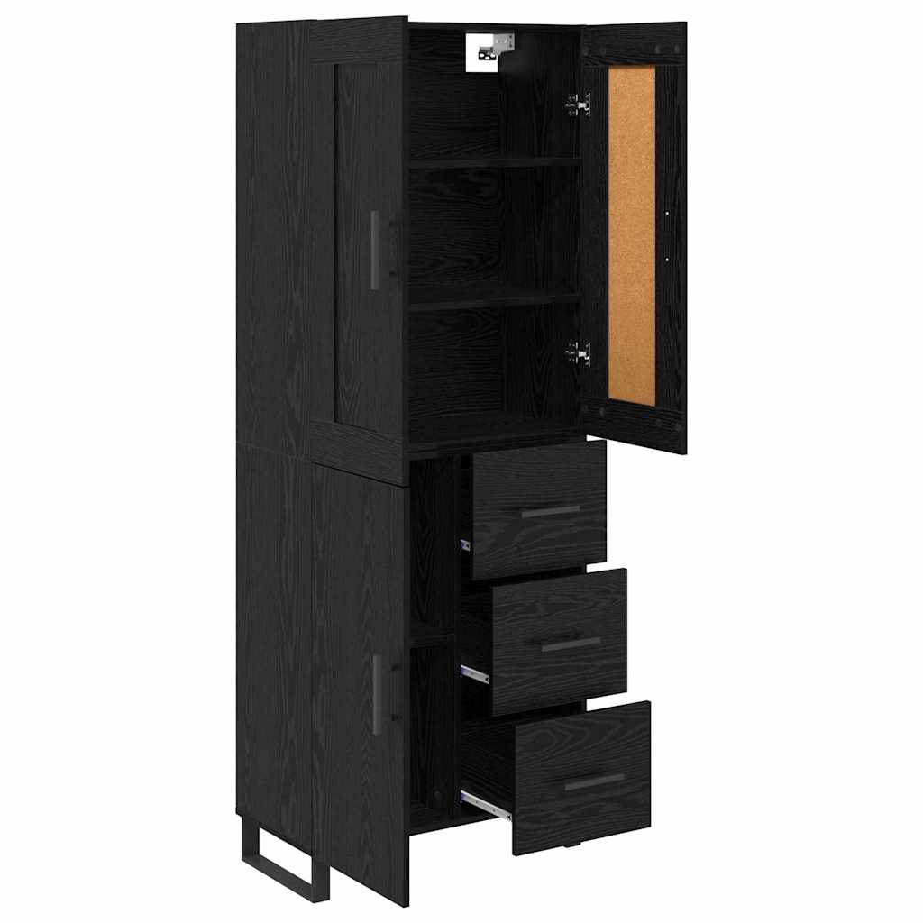 vidaXL Highboard Black Oak 69.5 x 34 x 180 cm Engineered Wood