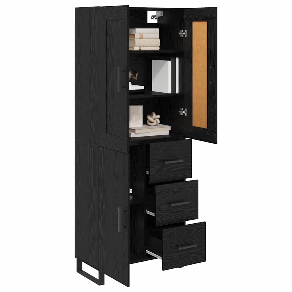 vidaXL Highboard Black Oak 69.5 x 34 x 180 cm Engineered Wood