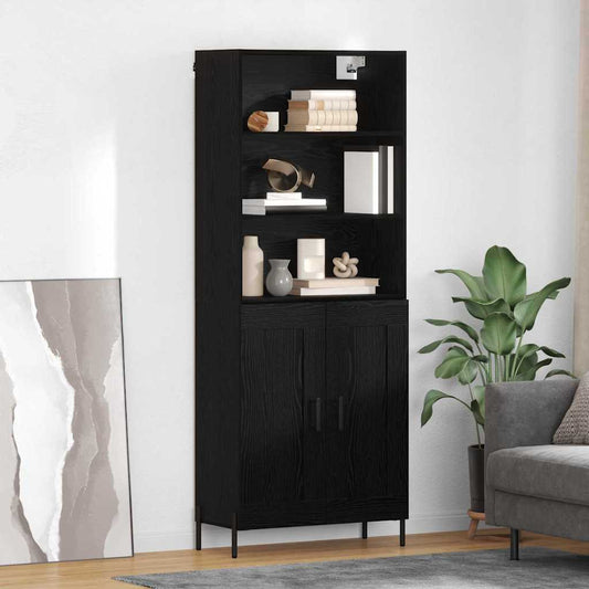 vidaXL Highboard Black oak 69.5 x 34 x 180 cm Engineered Wood