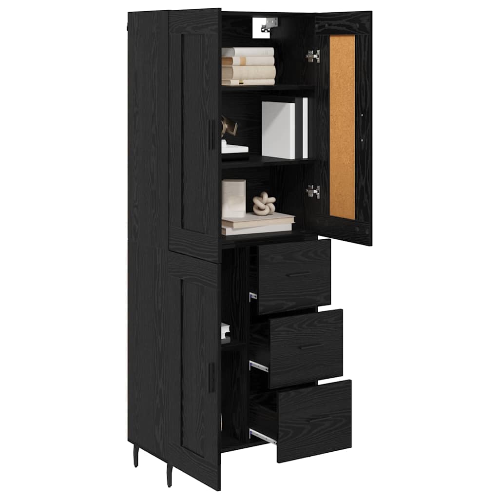 vidaXL Highboard 2 pcs Black Oak 69.5 x 34 x 180 cm Engineered Wood