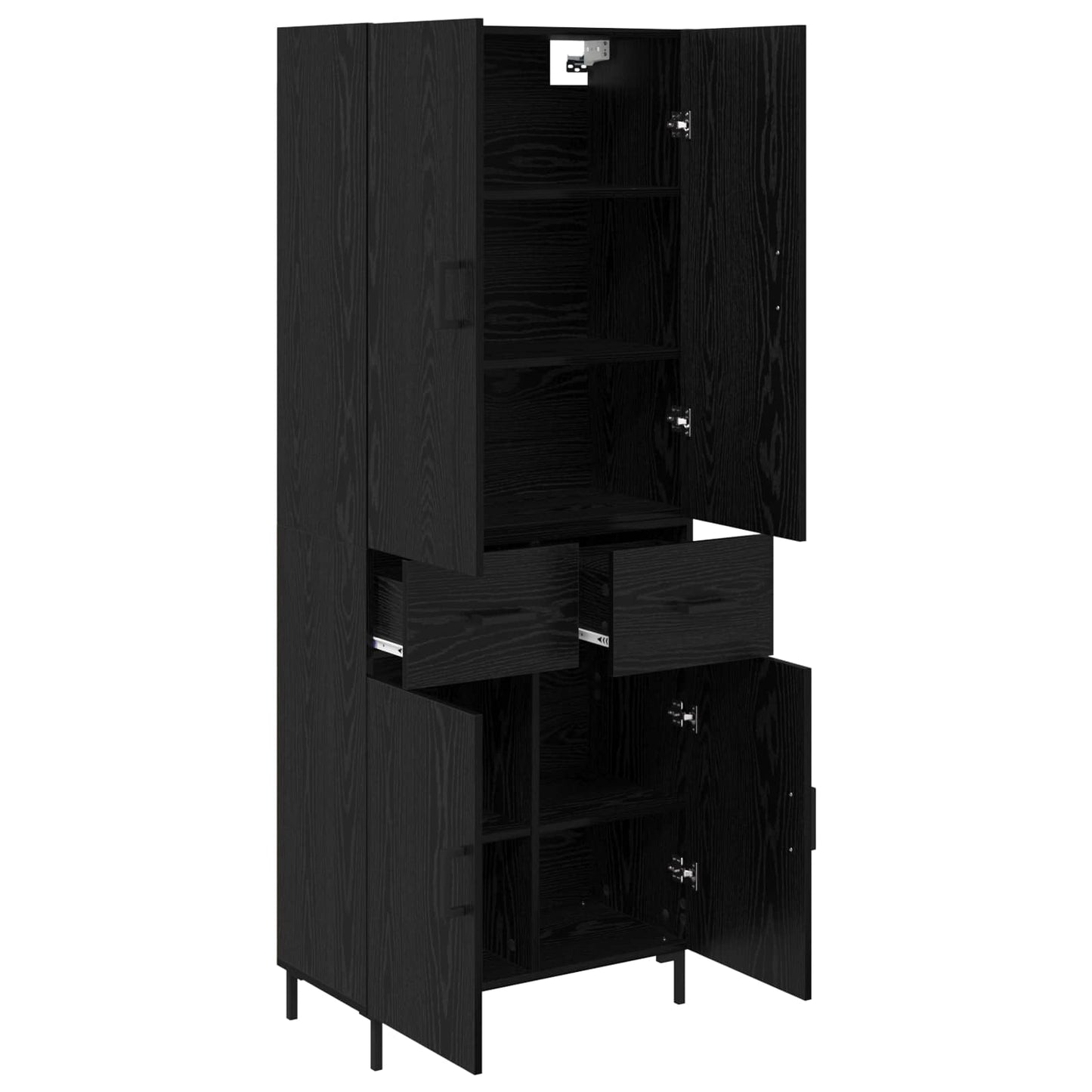 vidaXL Highboard Black Oak 69.5 x 34 x 180 cm Engineered Wood
