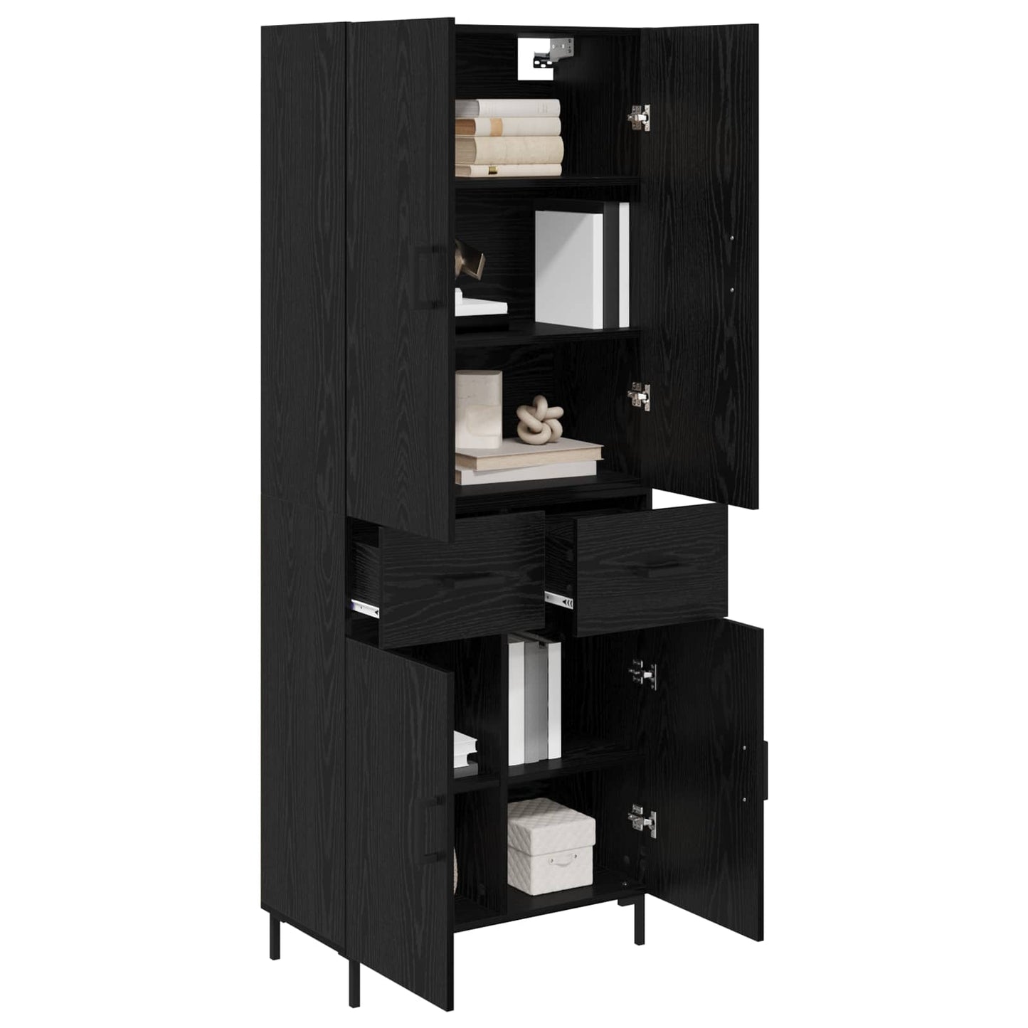 vidaXL Highboard Black Oak 69.5 x 34 x 180 cm Engineered Wood