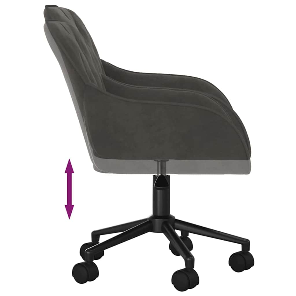 vidaXL Office Chair with Wheel Dark Grey 56 x 61.5 x 72 cm Velvet