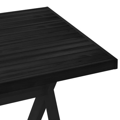 vidaXL Dining Table NOAIN 160 cm Solid Pine Wood Black Rectangular