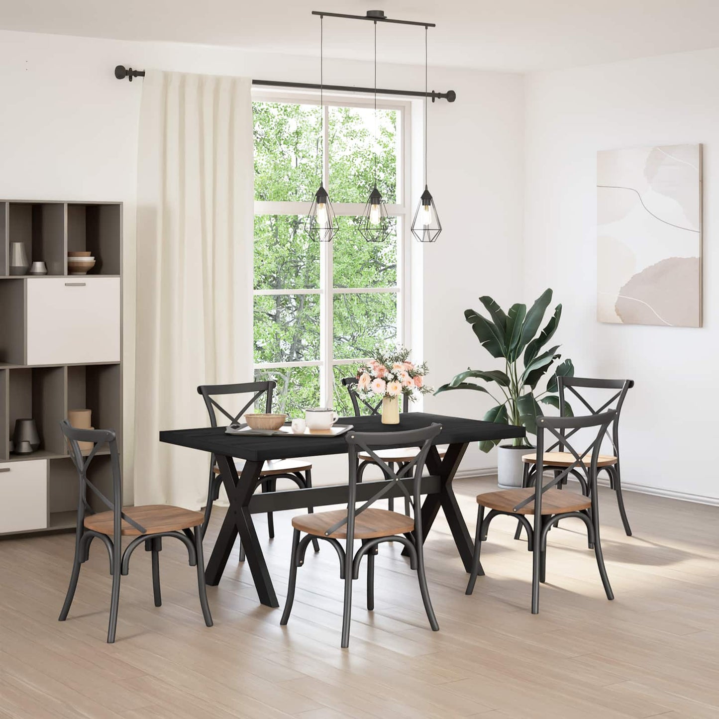 vidaXL Dining Table NOAIN 160 cm Solid Pine Wood Black Rectangular