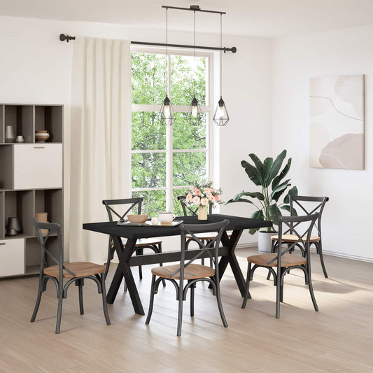 vidaXL Dining Table NOAIN 160 cm Solid Pine Wood Black Rectangular