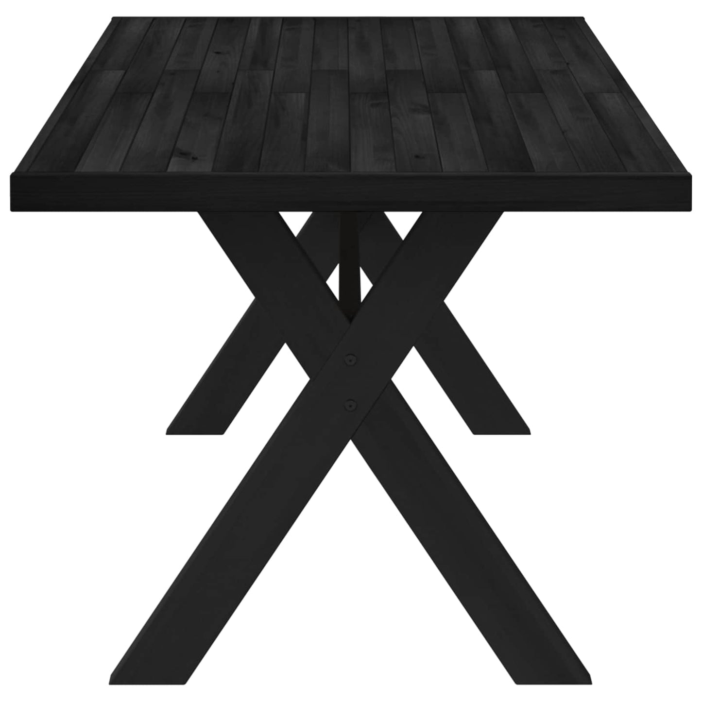 vidaXL Dining Table NOAIN 160 cm Solid Pine Wood Black Rectangular