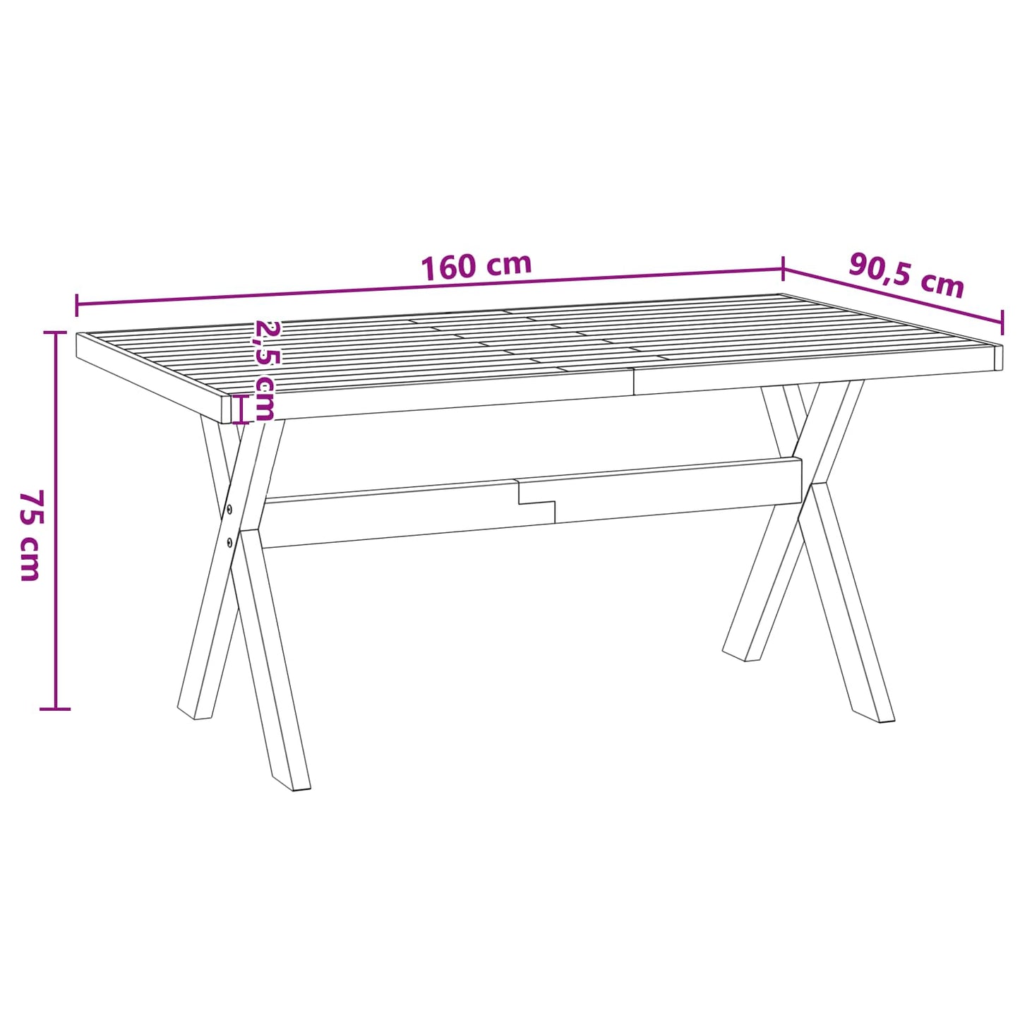 vidaXL Dining Table NOAIN 160 cm Solid Pine Wood Black Rectangular
