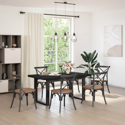vidaXL Dining Table NOAIN 160 cm Solid Pine Wood Black Rectangular