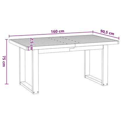vidaXL Dining Table NOAIN 160 cm Solid Pine Wood Black Rectangular