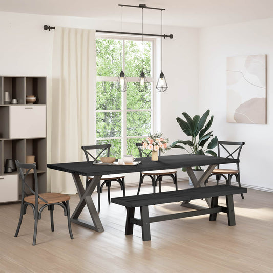 vidaXL Dining Bench NOAIN 180 x 41 x 45 cm Solid Pine Wood Black