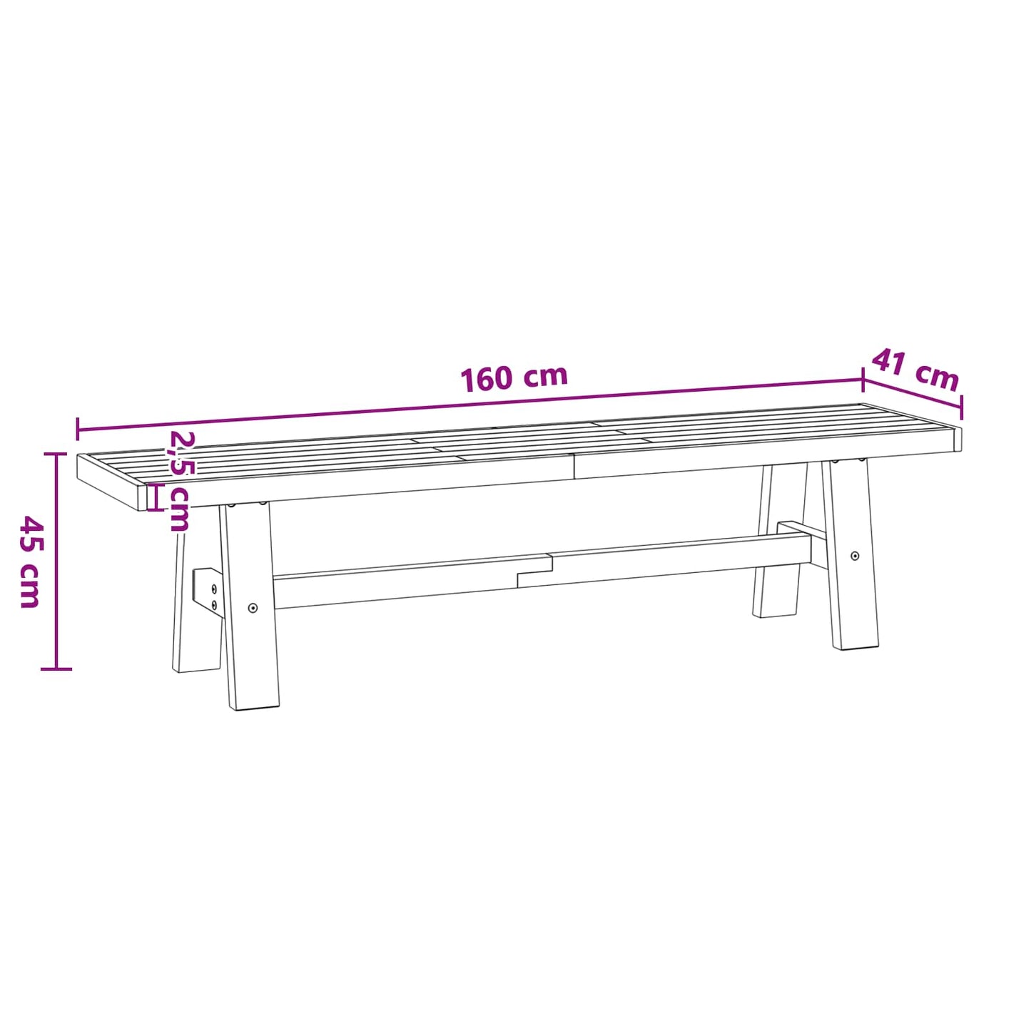 vidaXL Dining Bench NOAIN 160 x 41 x 45 cm Solid Pine Wood Natural