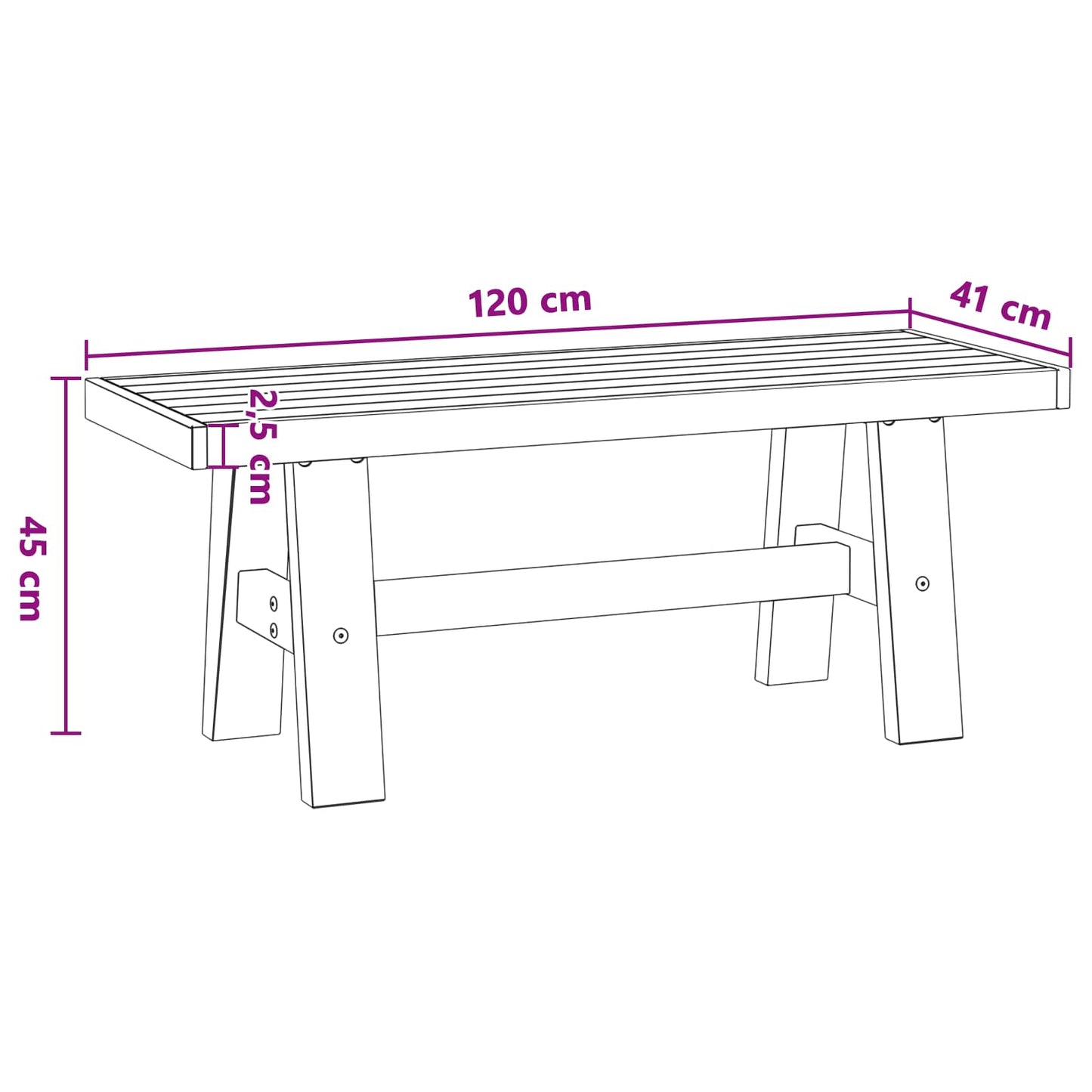 vidaXL Dining Bench NOAIN 120 x 41 x 45 cm Solid Pine Wood Black