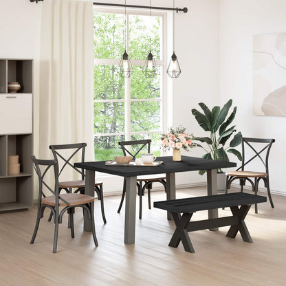 vidaXL Dining Bench NOAIN 120 x 41 x 45 cm Solid Pine Wood Black