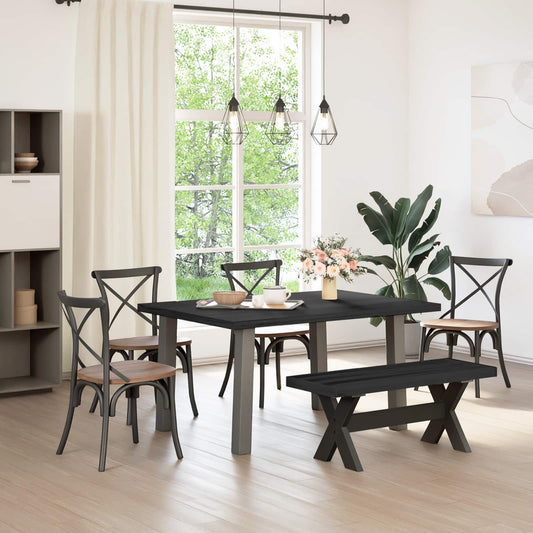 vidaXL Dining Bench NOAIN 120 x 41 x 45 cm Solid Pine Wood Black