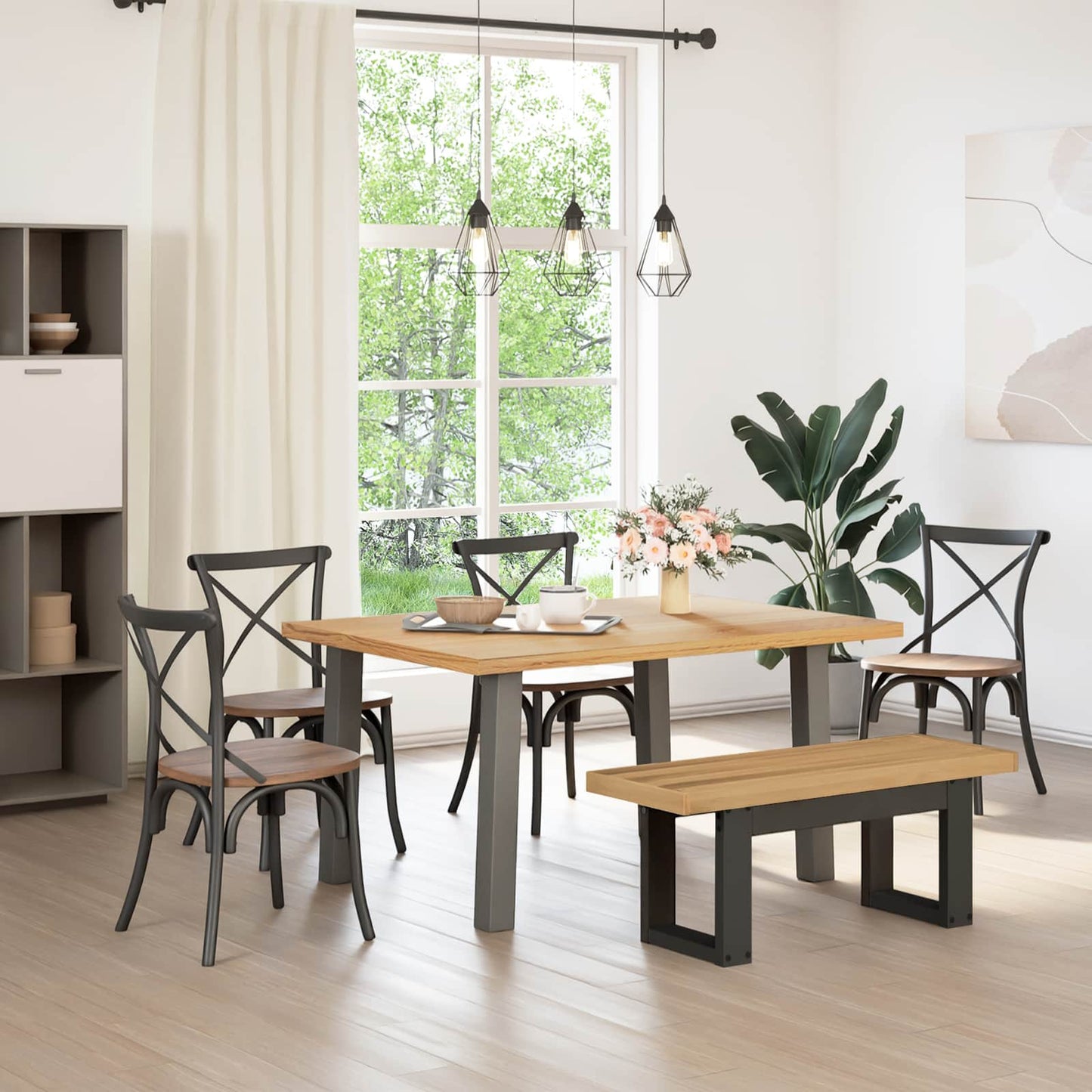 vidaXL Dining Bench NOAIN 120 x 41 x 45 cm Solid Pine Wood Natural