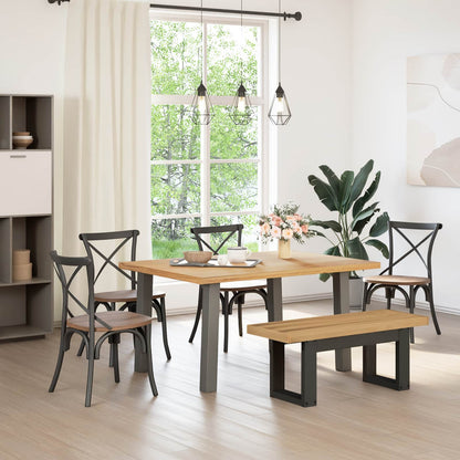 vidaXL Dining Bench NOAIN 120 x 41 x 45 cm Solid Pine Wood Natural