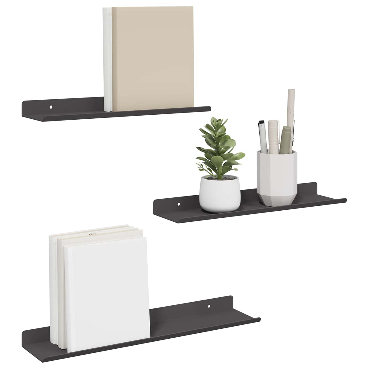 vidaXL Floating Shelf 3 pcs Black 40 x 9 x 2.5 cm Steel
