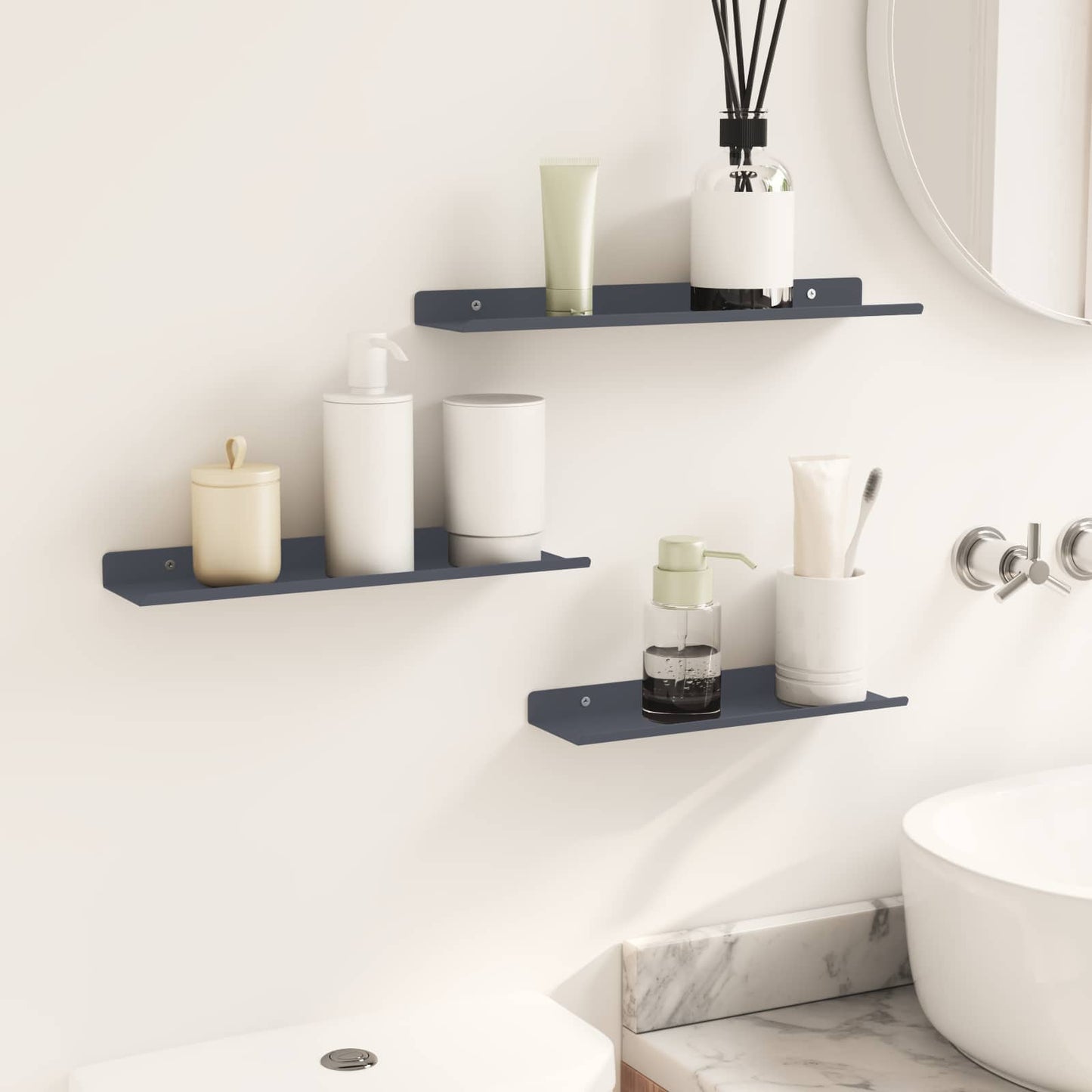 vidaXL Floating Shelf 3 pcs Anthracite 40 x 9 x 2.5 cm Steel