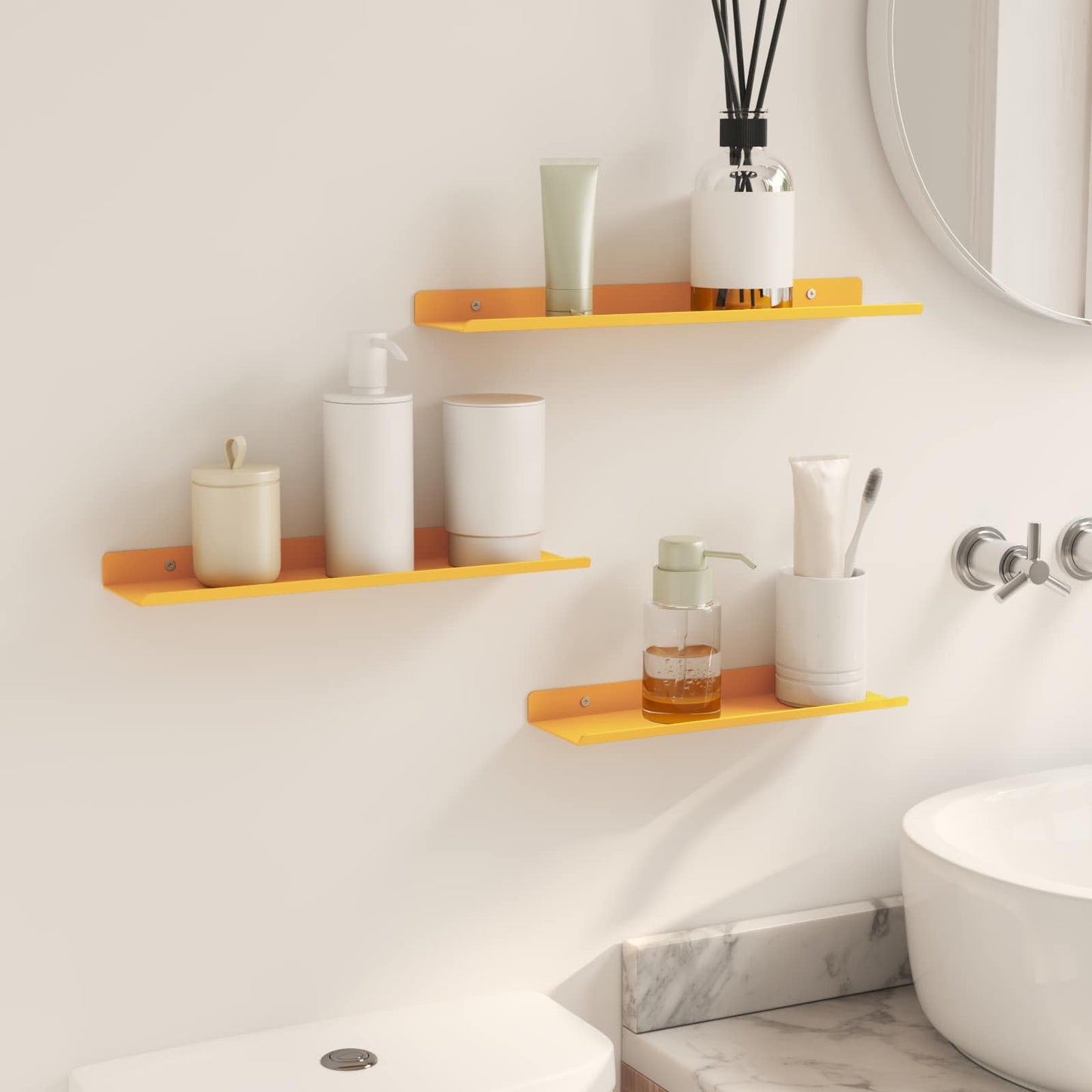 vidaXL Floating Shelf 3 pcs Mustard Yellow 40 x 9 x 2.5 cm Steel