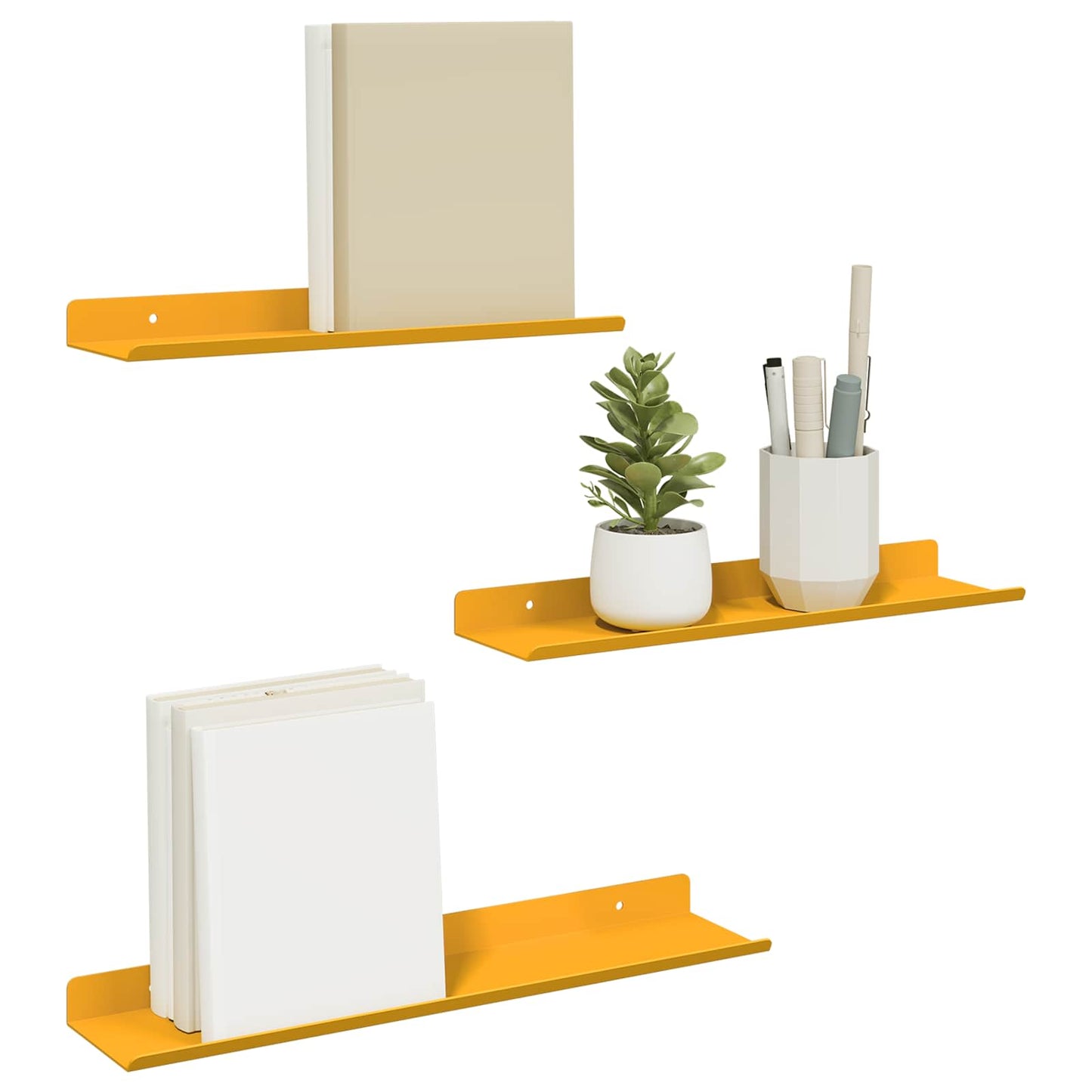 vidaXL Floating Shelf 3 pcs Mustard Yellow 40 x 9 x 2.5 cm Steel