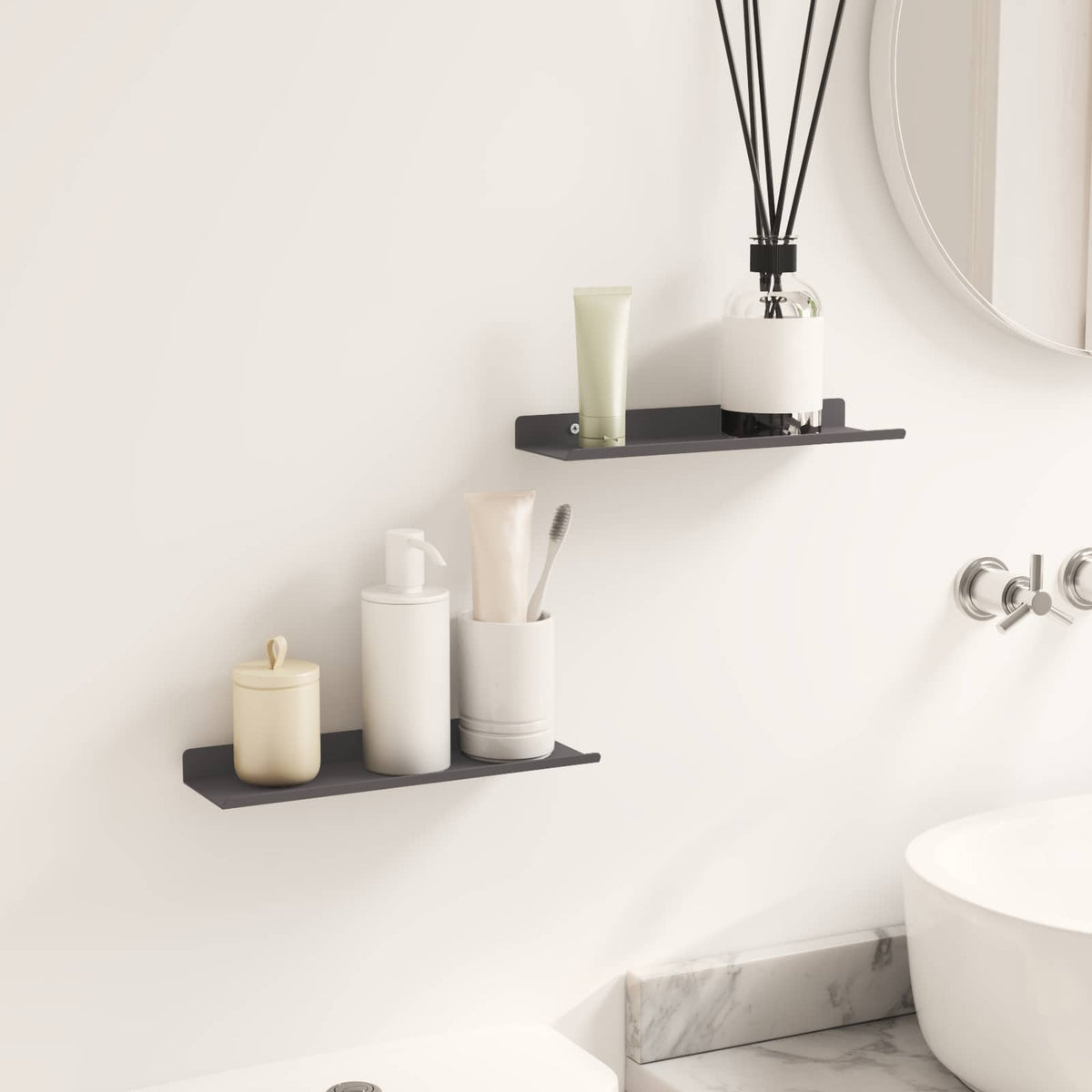 vidaXL Floating Shelf 2 pcs Black 30 x 9 x 2.5 cm Steel