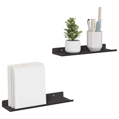 vidaXL Floating Shelf 2 pcs Black 30 x 9 x 2.5 cm Steel