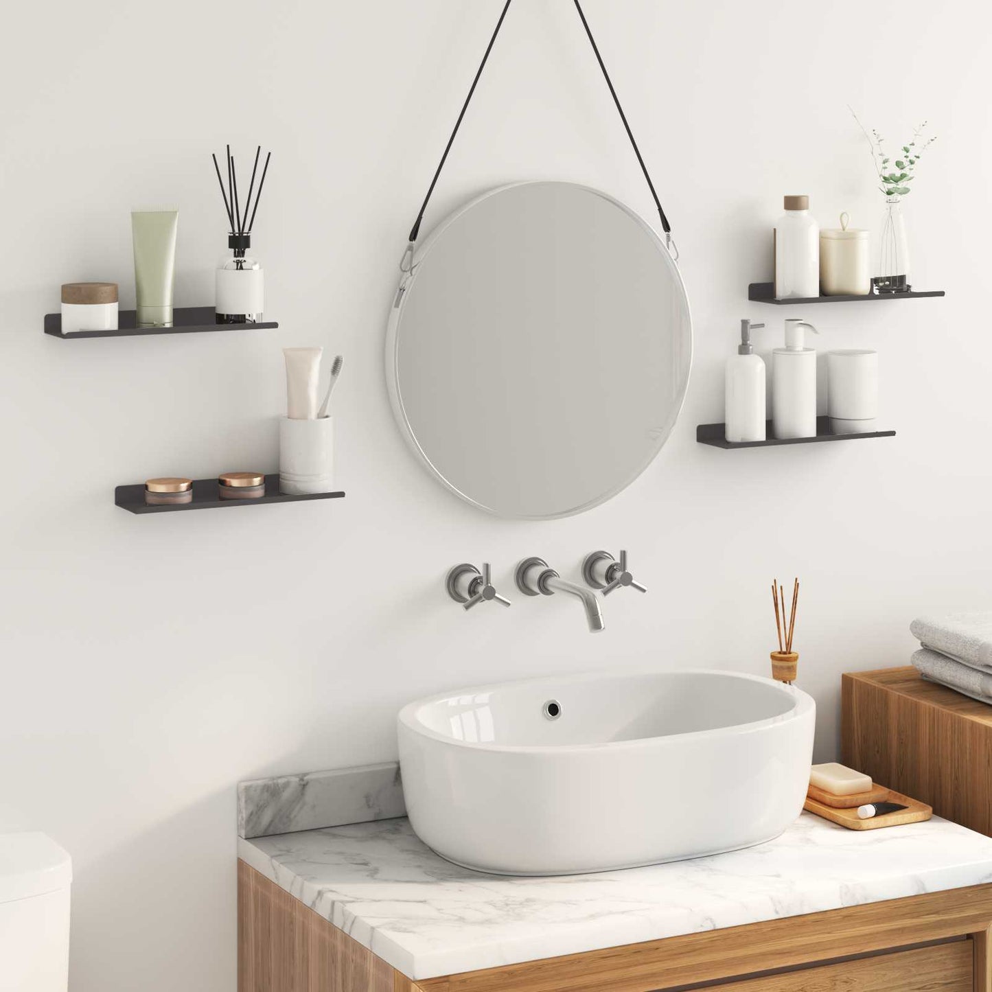 vidaXL Floating Shelf 4 pcs Black 30 x 9 x 2.5 cm Steel