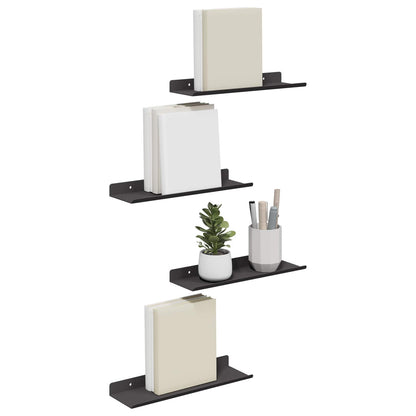 vidaXL Floating Shelf 4 pcs Black 30 x 9 x 2.5 cm Steel