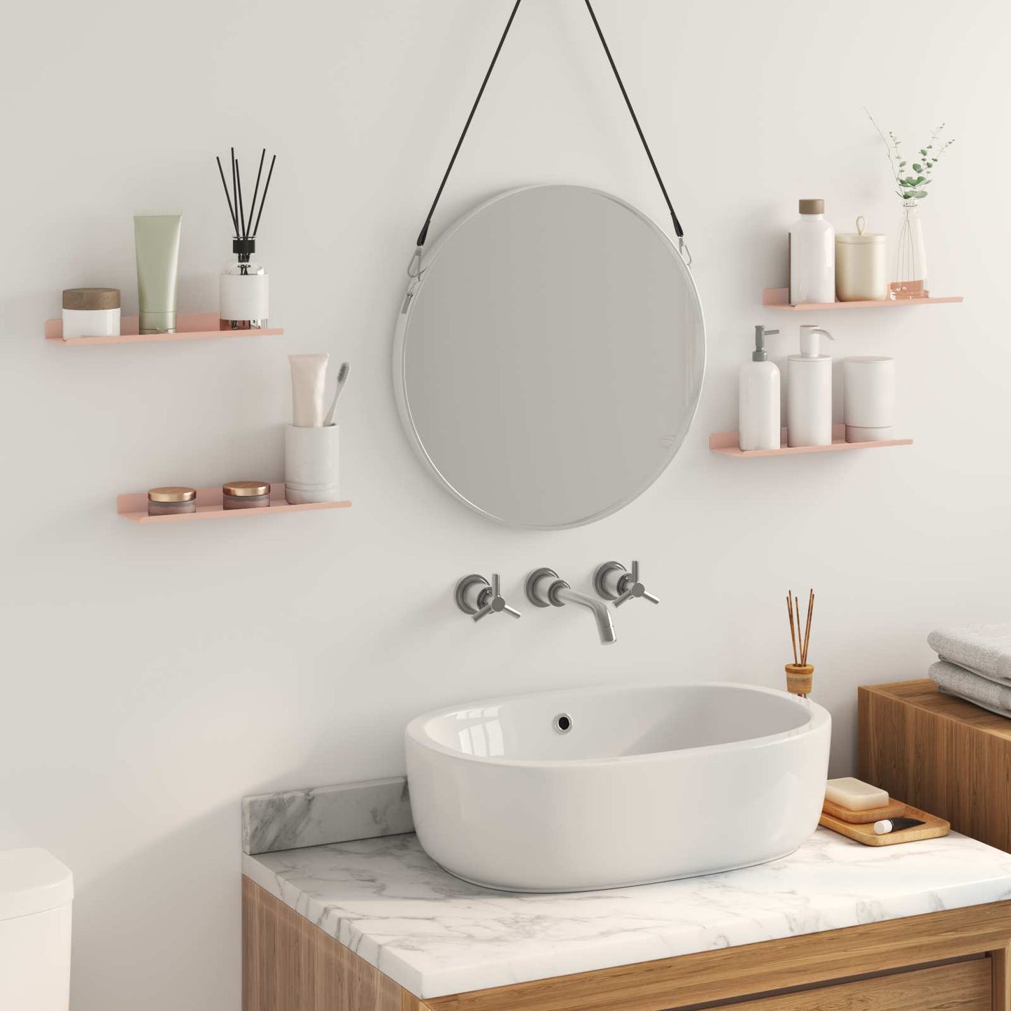 vidaXL Floating Shelf Wall-mounted 4 pcs Pink 30 x 9 x 2.5 cm Steel
