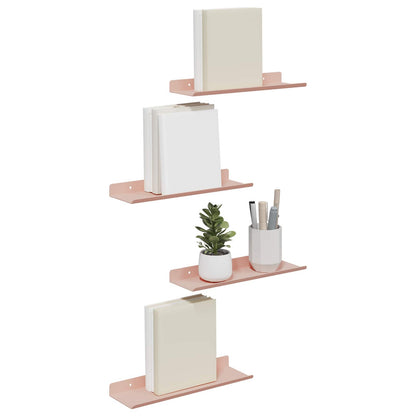 vidaXL Floating Shelf Wall-mounted 4 pcs Pink 30 x 9 x 2.5 cm Steel