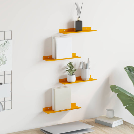 vidaXL Floating Shelf 4 pcs Mustard Yellow 30 x 9 x 2.5 cm Steel