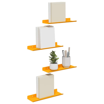 vidaXL Floating Shelf 4 pcs Mustard Yellow 30 x 9 x 2.5 cm Steel