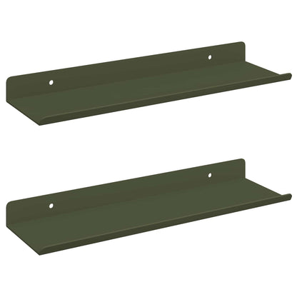vidaXL Floating Shelf 2 pcs Olive Green 30 x 9 x 2.5 cm Steel