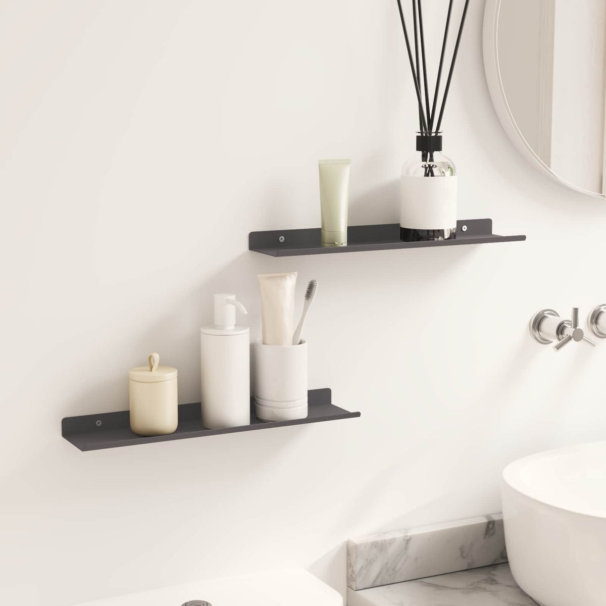 vidaXL Floating Shelf 2 pcs Black 40 x 9 x 2.5 cm Steel