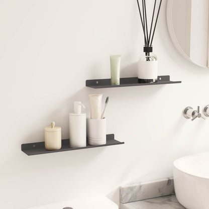 vidaXL Floating Shelf 2 pcs Black 40 x 9 x 2.5 cm Steel