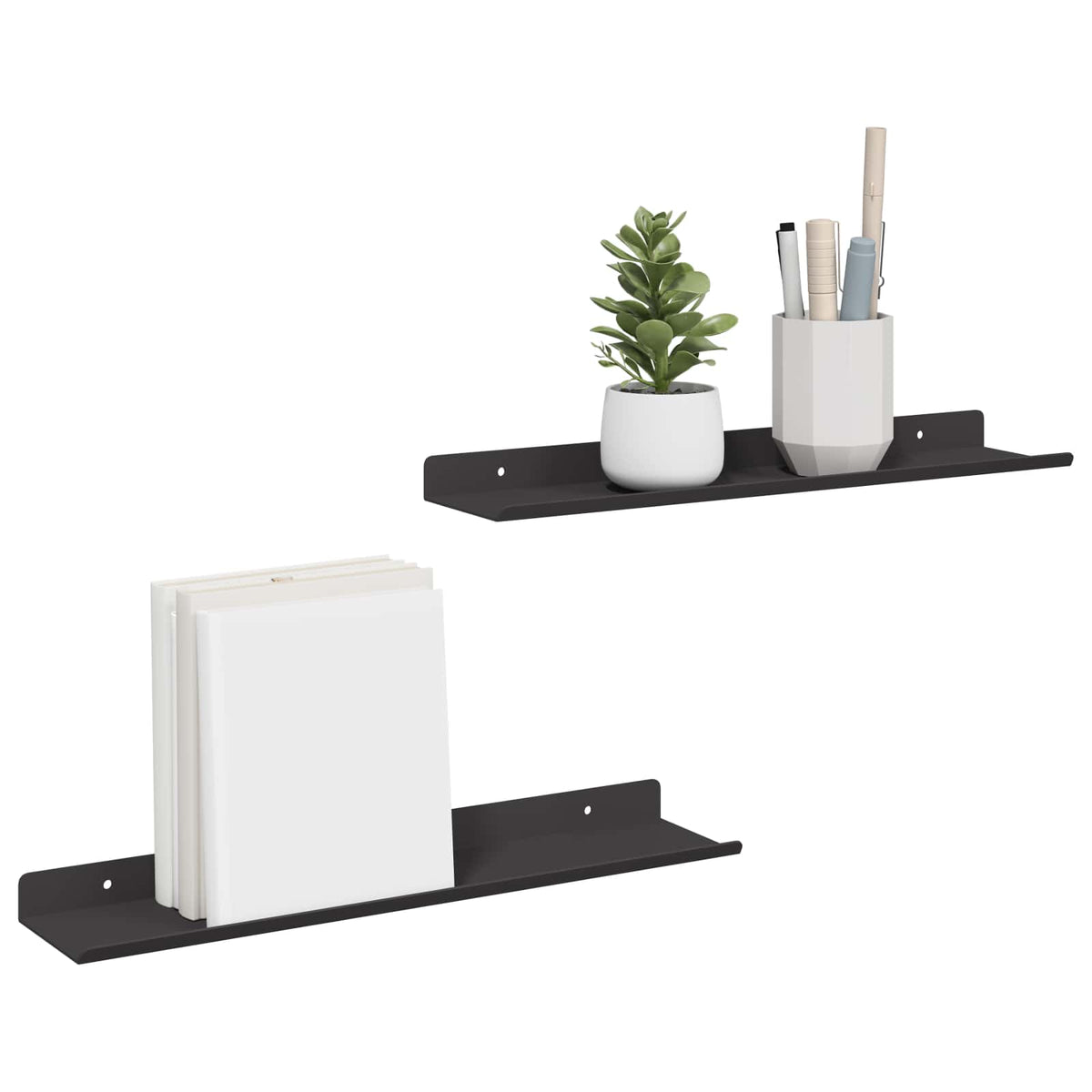 vidaXL Floating Shelf 2 pcs Black 40 x 9 x 2.5 cm Steel