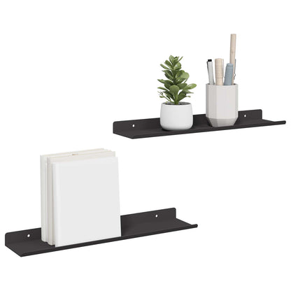 vidaXL Floating Shelf 2 pcs Black 40 x 9 x 2.5 cm Steel
